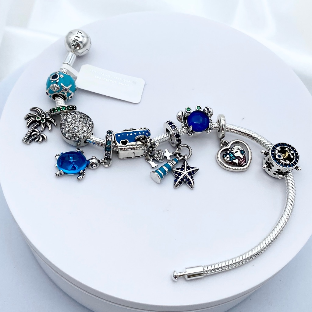 Linx Snake Chain Bracelet With Blue Nautical Themed Charms